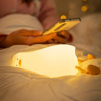 Lampara Nocturna De Silicona Pato Acostado Color Amarillo 3 Niveles Luz Táctil Para Mesa De Noche Decoración Kawaii Para Habitación De Niños - details 2