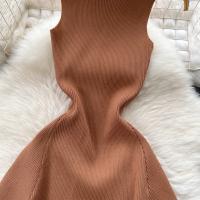 New Summer 2025 Mujer Mini Vestido De Lana Estilo Simple Con Cuello Alto Y Manga Sin Mangas A-Line Fashion Elasticidad Alta - details 6