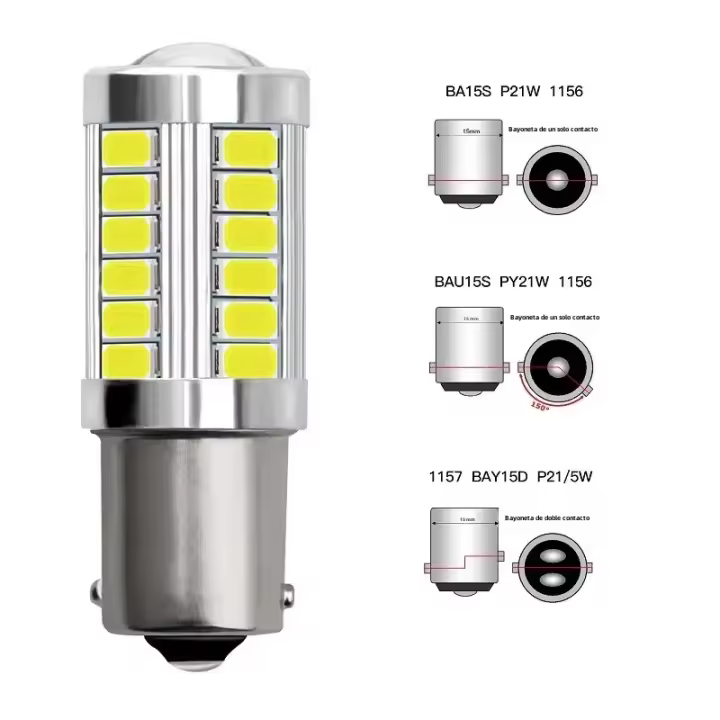 Lámparas De Foco Super Brillantes Para Luz De Freno Y Antiniebla Auto Día 12V P21/5W BAY15D 7440 7443 3157 33SMD Direal - 1