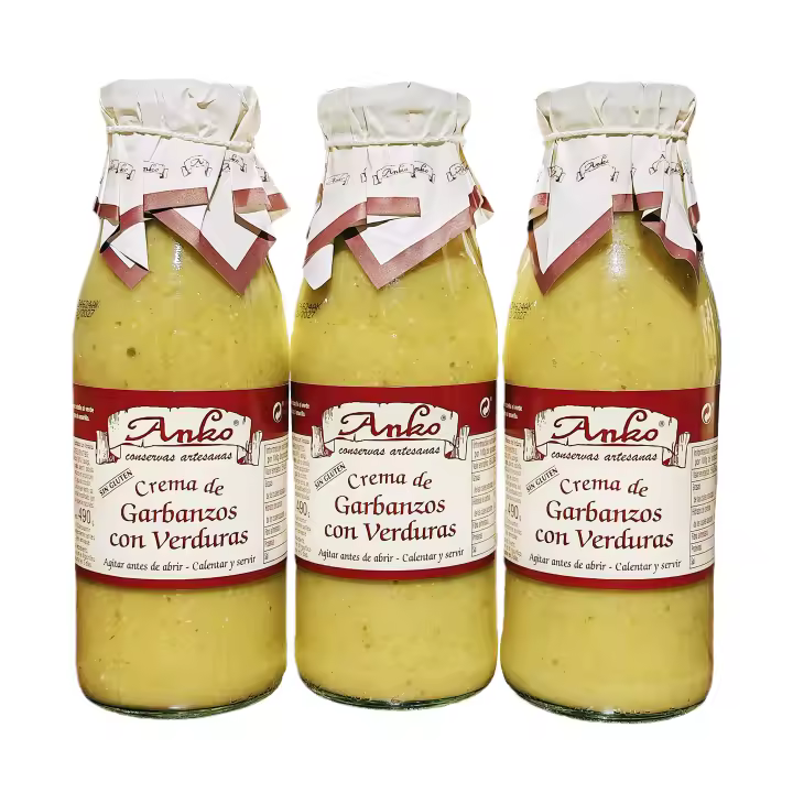 Crema de garbanzos con verduras de Anko (Pack de 3 unidades de 490 g) - 1