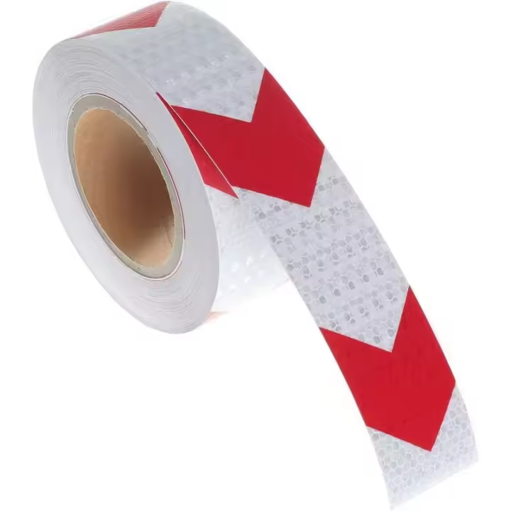 Cinta de Advertencia Reflectante de 25Mx5cm, Cinta Adhesiva de Seguridad Reflectora para Flecha de Orientación, Señal de Advertencia, Alta Visibilidad, Alta Intensidad, Flecha en Rojo y Blanco - 1
