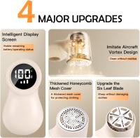 Mini Quitapelusas,Electrico con 3 Velocidades Ajustables, Pantalla Digital LED Quita Pelusas Ropa,USB 4 Cuchillas - details 1