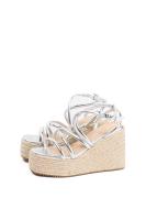 Lyla Wang Sandalias doradas mujer con tiras y plataforma de esparto - details 5