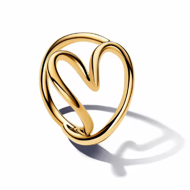 Anillo Pandora Corazón Forma Orgánica Dorado - 1