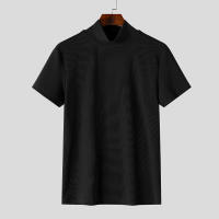 Camiseta INCERUN Para Hombre Color Sólido Cuello Alto Manga Corta Estilo Casual Verano Fitness Streetwear Moda Tops - details 8