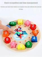 Juguetes Montessori De Madera Para Niños Puzzle De Formas Y Números Colores Sorting De Reloj Con Patrones De Pingüino Educación Temprana Aprendizaje Del Tiempo - details 3