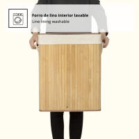 LUTODY - Cesta cesto de Ropa Sucia con Tapa y Asa Ergonómica de Cuerda - Cesta Colada de Bambú Lavable y Extraíble - Capacidad de 72 L para Tendedero, Terraza y Dormitorio - details 4