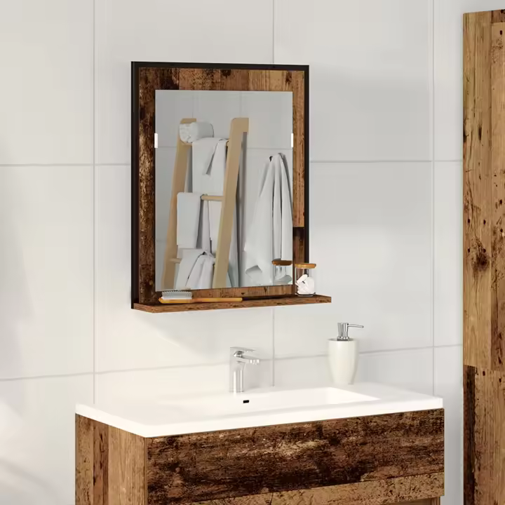 Espejo de baño vidaXL madera envejecida 50x12x60 cm madera de ingeniería - 1