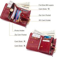 Cartera de piel para Mujer,with RFID Bloqueo,16 Ranaduras para Tarjetas with Cremallera Compartimiento Múltiple Billetera Bifold Mujeres para Crédito, Billetes y Monetas - details 4