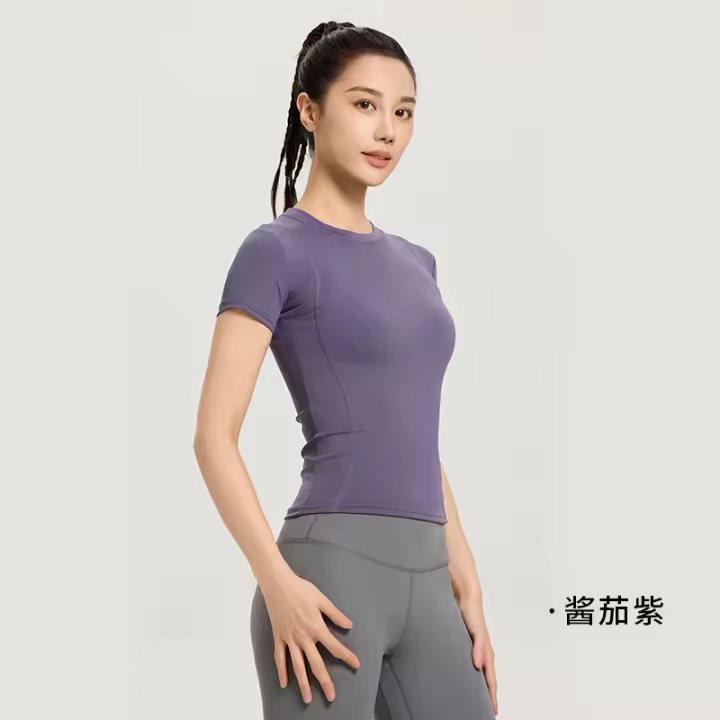 Ropa deportiva para exteriores, adelgazante, fitness, running, mallas absorbentes de sudor, tops de yoga, camisetas de manga corta, ropa de yoga para mujer - 1