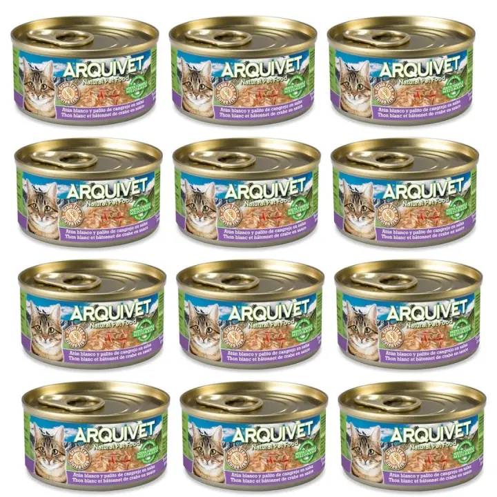 Atún Blanco y palito de cangrejo en salsa - 80 g  [Bliste de 12 unidades) Arquivet Comida húmeda para gatos - 1