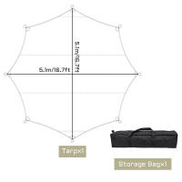 Carpa Grande De Camping 5.1x5.1m Impermeable Octagonal Mariposa Para Exterior Sombrilla Tienda De Sombra Playa Tourista Canopy - details 0