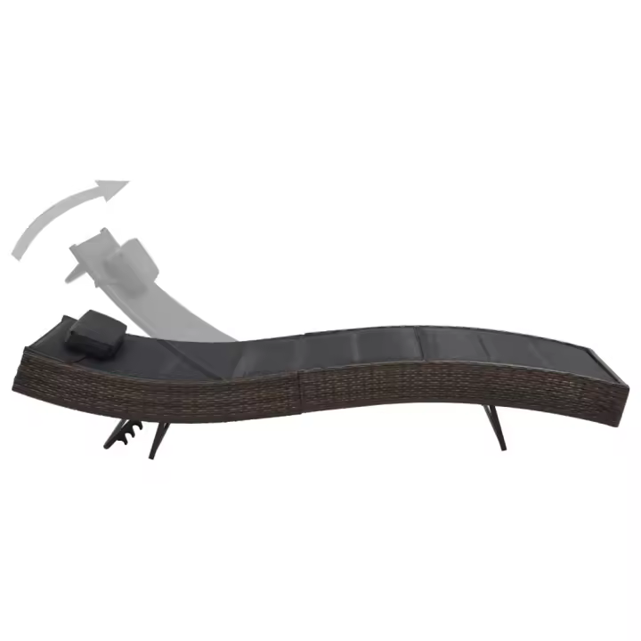 vidaXL Tumbona de ratán sintético y textilene Marrón, Negro, Sillas de Exterior Ideal para jardín, playa, piscina, terraza Tumbona Piscina Tumbonas Playa Tumbonas Jardín Exterior - 1