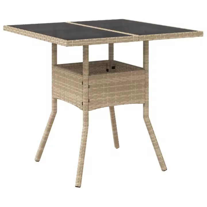 Mesa de Jardín Surface De Vidrio Ratán PE Beige 80x80x75 cm - 1