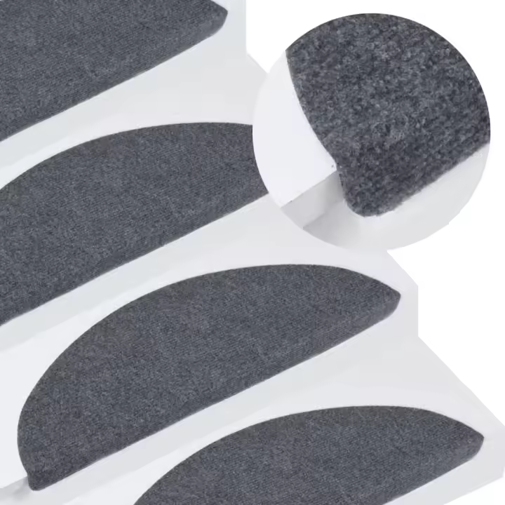 vidaXL Alfombrilla autoadhesiva de escalera 10 uds gris 56x17x3 cm - 1