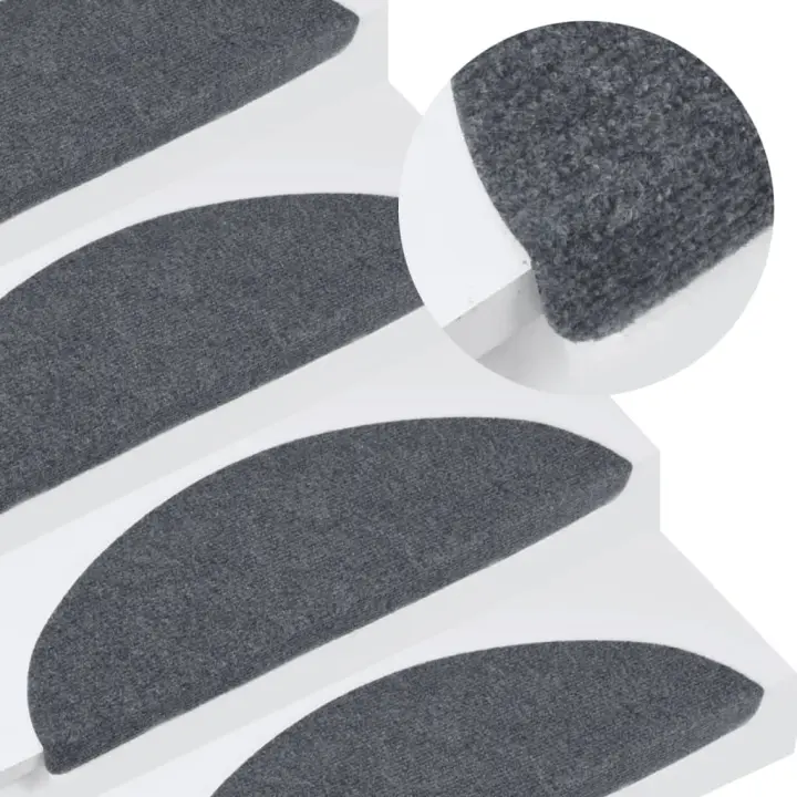 vidaXL Alfombrilla autoadhesiva de escalera 10 uds gris 56x17x3 cm - 1