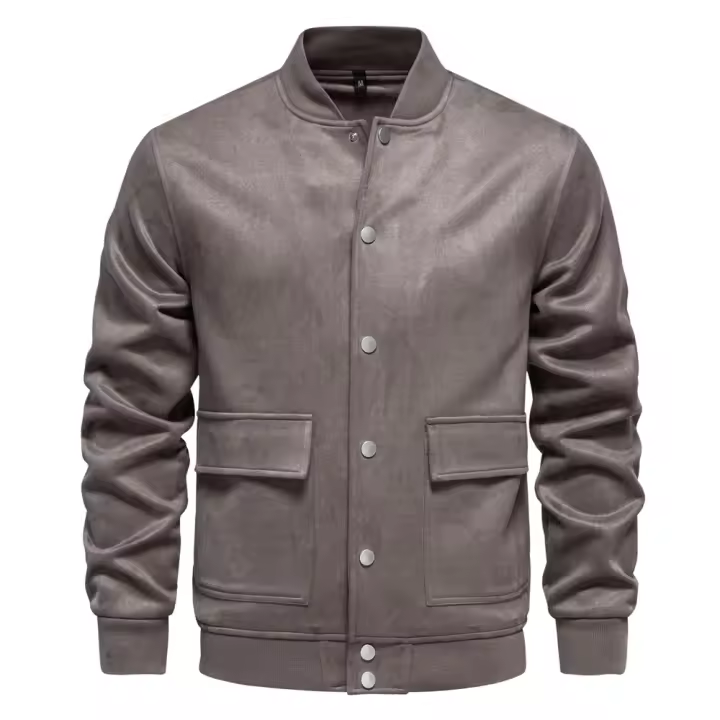 Chaqueta con cuello levantado para hombre, uniforme de béisbol informal, talla europea, ante nuevo, otoño e invierno, 2024 - 1