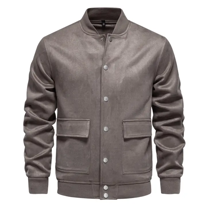 Chaqueta con cuello levantado para hombre, uniforme de béisbol informal, talla europea, ante nuevo, otoño e invierno, 2024 - 1