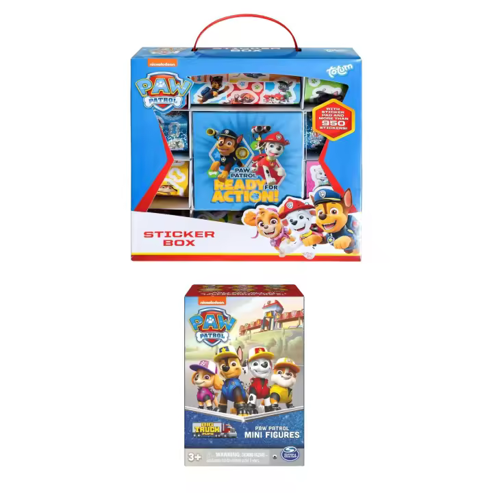 PACK LA PATRULLA CANINA 2 UNIDADES - PACK PAW PATROL - Incluye: Colección de 500 Pegatinas + Minifigura Aleatoria Coleccionable - Para mayores de 3 años - Spin Master - 1