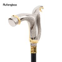 Bastón De Moda Con Cabeza De Cobra Dorada Y Blanco Decorativo Para Cosplay Vintage Bastón Cruzado De Acero 93cm Con Punta De Goma - details 6
