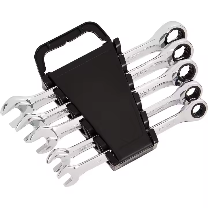 Juego de 5 llaves de trinquete plegables, sistema métrico - 1