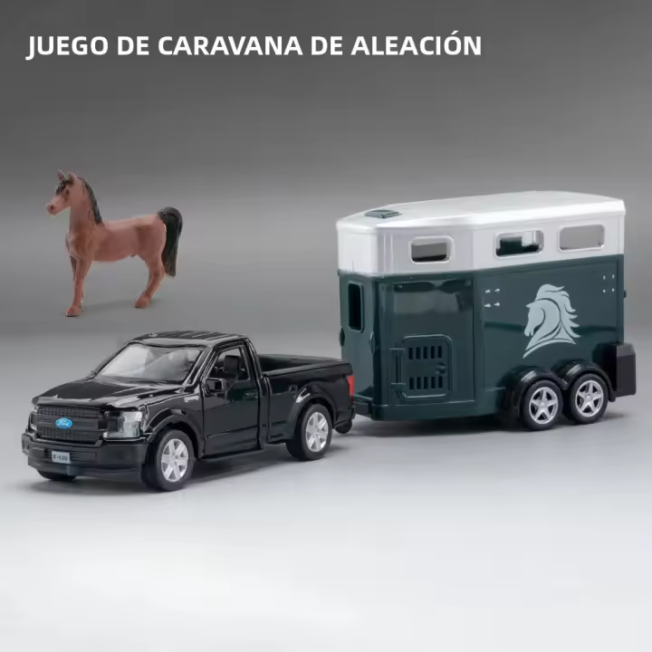 Modelo a Escala 1/36 Land Rover JEEP Wrangler F150 Camión De Remolque De Coche Juguetes De Aleación De Metal Con Puertas Abiertas Set De Caravana Para Niños - 1