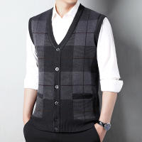 Suéter De Casual Para Hombre Chaqueta Sin Mangas Gruesa Para Otoño E Invierno Cardigan Con Estampado Rayado Cuello En V - details 8