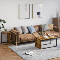 HOMCOM Juego de 2 Mesas de Centro, Mesa Nido Moderna, Mesitas Auxiliares, Marco de Metal, para Salón, Dormitorio, Grande 90x48x42 cm y Pequeña 59x42x36 cm, Marrón Rústico y Negro - details 1