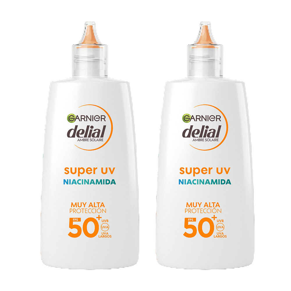 GARNIER|  Delial Pack de 2 SUPER UV Niacinamida FPS50+ Crema Fluida Diaria Anti-Imperfecciones, 2x40ml