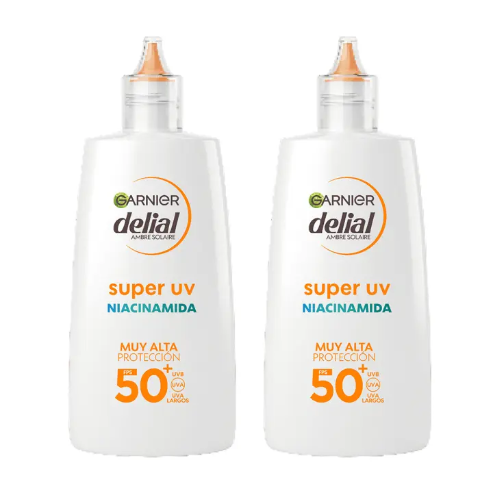 GARNIER|  Delial Pack de 2 SUPER UV Niacinamida FPS50+ Crema Fluida Diaria Anti-Imperfecciones, 2x40ml - 1