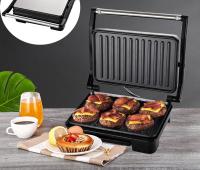 Grill doble Placa Acero 850W, Pequeño Electrodoméstico, Tostadora eléctrica, Sandwichera Electrica, Parrilla electrica para tostada, Antiadherente, Antideslizante, Asa de toque frio, Prepárate desayuno fácil - details 0