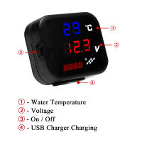 KOSO Medidor De Temperatura Y Voltaje Para Motocicleta Con Cargador USB 3 En 1 Pantalla LCD Digital Impermeable Para Teléfono Móvil - details 1