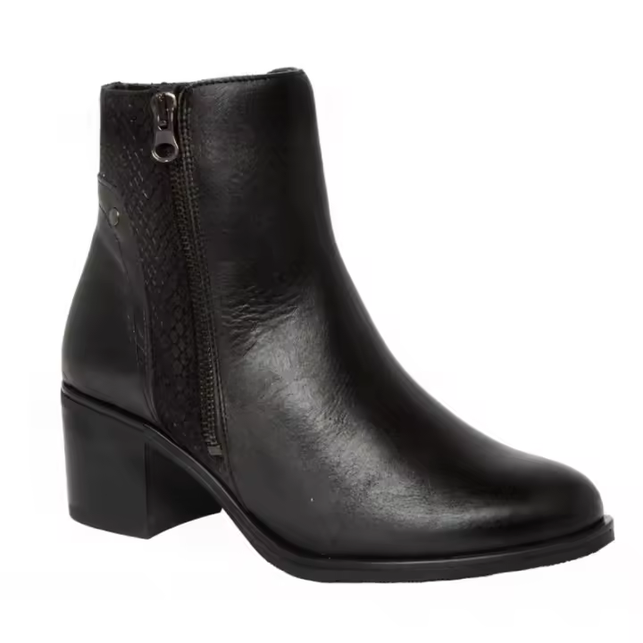 Rodri Botin Mujer En Piel Negro y Tacón Medio  Referencia: R3022 Negro RODRI Botín para mujer en piel negro y grabado, ajustable con cremallera. Forro textil y plantilla de piel. * Suela resistente y con buen agarre. * Fabricad - 1