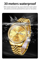 Reloj Mecánico Para Hombre OLEVS 7012 Con Diamantes Y Calendario Doble Resistente Al Agua Acero Inoxidable Pulsera Automática De Lujo - details 8