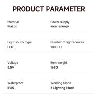Lámpara De Pared Solar Con Sensor De Movimiento 100 LEDs 4 Lados Luz Exterior Impermeable Para Jardín Y Courtyard Moderno - details 11