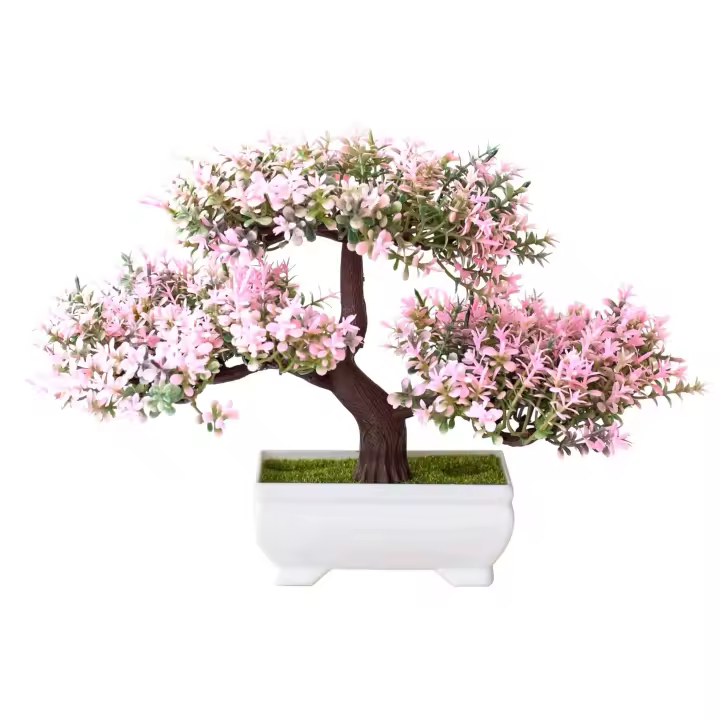 Artificial Plants Bonsai Small Tree Pot Fake Plant Flowers Potted Faux Bonsai for Home Room Table Hotel Garden Decor A - 1