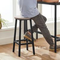 Conjunto de taburetes de bar, juego de 2, sillas redondas para cocina con asientos altos, altura 65 cm, estructura de acero resistente, fácil montaje, estilo industrial - details 17