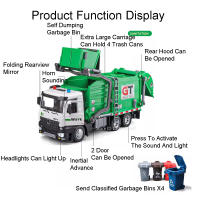 Camión De Basura a Escala 1:24 Con Sonido Y Luz Vehículo De Transporte De Ingeniería a Escala Juguete De Coche De Aleación Para Colección Y Regalos Verde Metal + Chasis De Plástico + Neumáticos De Goma - details 10