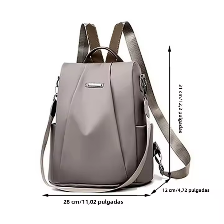 Mochila De Mujer Casual Sencilla De Color Sólido Bolso Escolar De Moda Gran Capacidad Adecuado Para Viajes Mochila De Hombro Para Dama Negro Caqui - 1