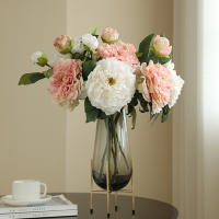 1PC Peonía Artificial De Lujo Con 2 Cabezas Para Decoración De Bodas Y Hogar Estilo Floral Silken Simulación Para Sala De Estar Porche Fiestas - details 1