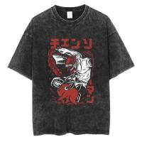 Camiseta Oversize Vintage De Anime Chainsaw Hip Hop Para Hombre Negro Suéter Casual Manga Corta Estilo O-Neck Unisex - details 6