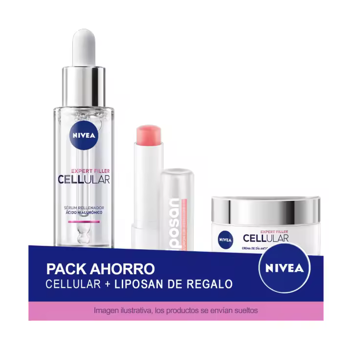 NIVEA Cellular Expert Filler Pack ahorro - Contiene Crema de día y Sérum + Liposan Hyaluron de REGALO - 1
