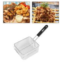 Cesta De Freír De Acero Inoxidable Con Mango Para Barbacoa Patatas Fritas Anillos De Cebolla Multipropósito Para Casa Y Café - details 7