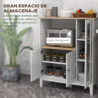 HOMCOM Mueble Auxiliar de Cocina Moderno Mueble para Microondas Aparador de Cocina con Estantes 3 Puertas Compartimiento Abierto y Sistema Anti-vuelco para Comedor 80x35x97 cm Blanco - details 0