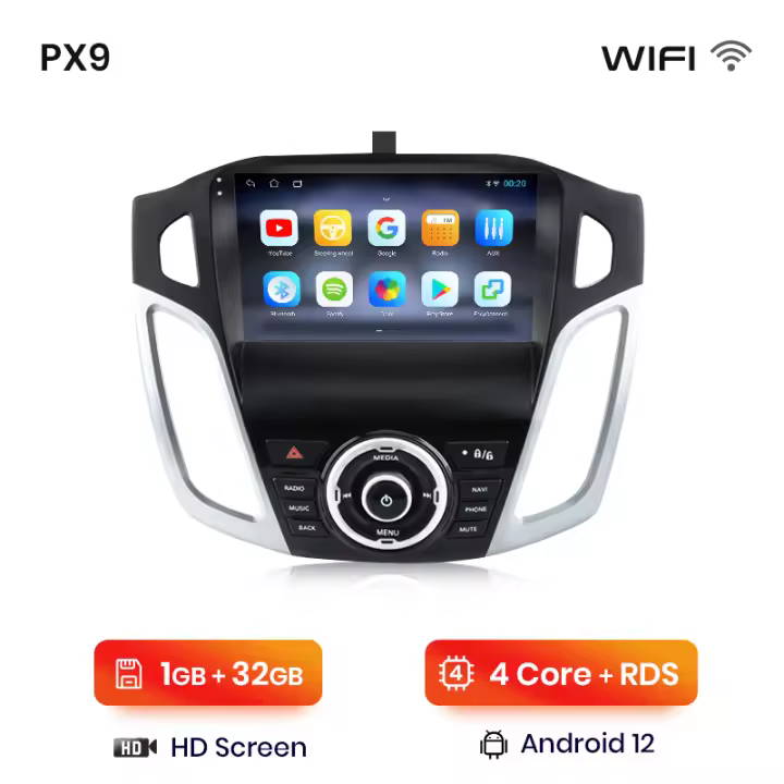 AWESAFE inalámbrico CarPlay Android Auto Radio para Ford Focus 3 MK3 2010 2011 2012 2013 2014 2015 2016 2017 2018 2019 coche reproductor multimedia GPS 2 din autoradio volante controles RDS Bluetooth - 1