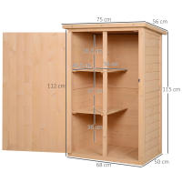 Outsunny Caseta de Jardín de Madera 75x56x115 cm Armario Cobertizo de Exterior para Herramientas con 3 Estantes Interiores Puerta con Pestillo y Techo Asfáltico - details 2