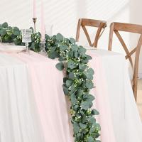 Guirnalda De Hojas De Eucalipto Artificiales Con Flores Blancas 1Pc Decoración Para Bodas Y Hogar Verdeo Realista Para Decoración De Paredes Y Habitaciones - details 6