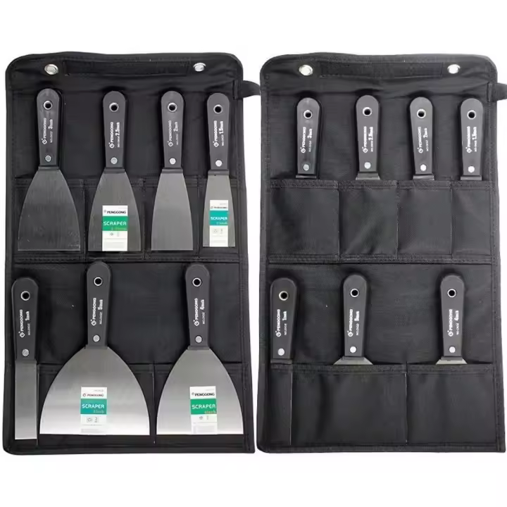Espátula Juego de espátula Cuchillo de Masilla y raspado de 7 piezas, mango de plástico antideslizante with a Bolsa de almacenamiento de lona portátil - 1