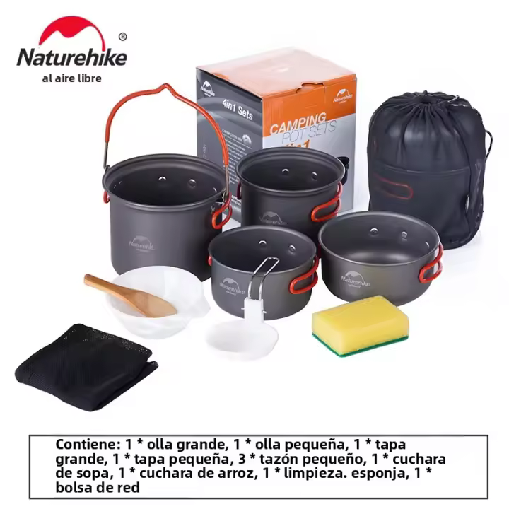 Naturehike Juego De Cocina Para Camping Y Picnics Ultraligero Portátil De Aluminio Para 2-3 Personas Sello Antideslizante Juego De Ollas Para Senderismo - 1