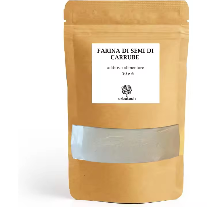 Erbotech, Harina de Semillas de Algarrobo, 50g, Food Additive Natural, Cocoa Alternative, Vegan y Sin GMO, Apto para Repostería, Ideal para Helados, Caramelos y Productos de Horno, hecho en Italia, Bolsa Resellable - 1